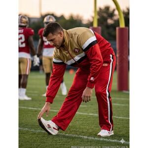 VTG 80's -90's SF 49ers Starter Tracksuit XL Satin NFL Matching Set Warm Up Suit